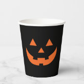 Halloween-Kürbis in Orange und Schwarz-Kürbislater Pappbecher (Vorderseite)
