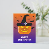 Halloween-Kürbis Jack o' Lantern Hexenhut Postkarte (Stehend Vorderseite)