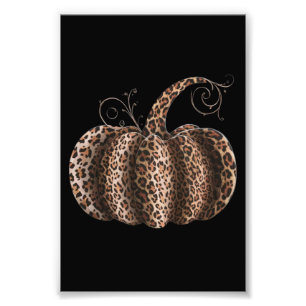 Halloween-Kürbis-Kariert-Leopard-Herbst-Thanksgivi Fotodruck