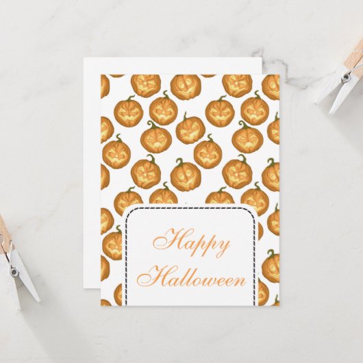 Halloween-Kürbis Karte (Vorderseite/Rückseite Beispiel)