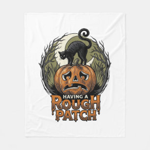 Halloween-Kürbis-Katze Rauher Fleck Vintage Gravur Fleecedecke
