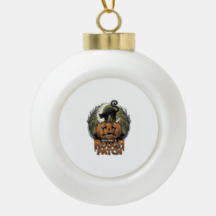 Halloween-Kürbis-Katze Rauher Fleck Vintage Gravur Keramik Kugel-Ornament