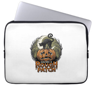 Halloween-Kürbis-Katze Rauher Fleck Vintage Gravur Laptopschutzhülle
