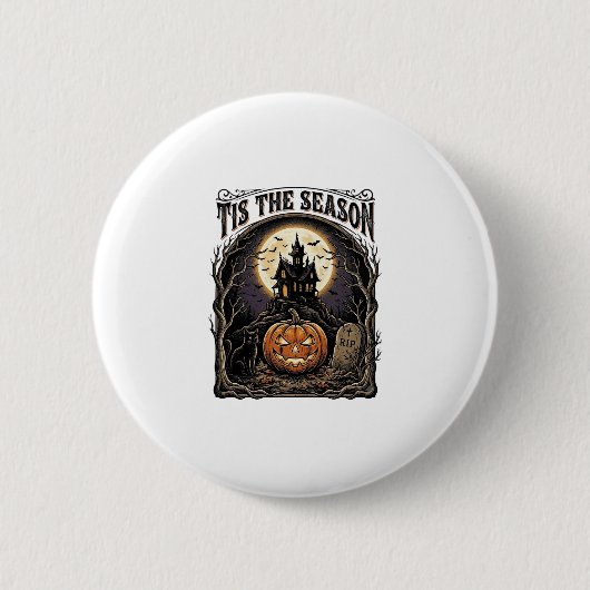 Halloween-Kürbis-Katze Verlassene Vintage-Saison-S Button (Vorderseite)
