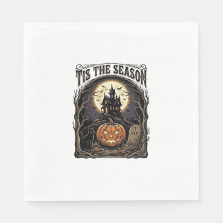 Halloween-Kürbis-Katze Verlassene Vintage-Saison-S Serviette