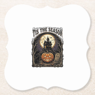 Halloween-Kürbis-Katze Verlassene Vintage-Saison-S Untersetzer