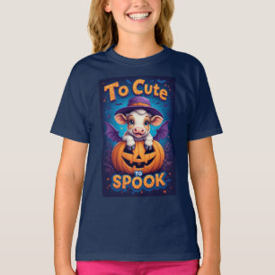 Halloween-Kürbis-Kuh-Charakter und Laternen T-Shirt