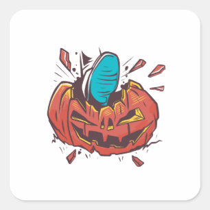 Halloween Kürbis Lasse total zerschlagen Quadratischer Aufkleber