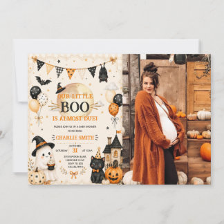 Halloween-Kürbis Little Boo Baby Shower Foto Einladung