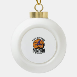 Halloween-Kürbis-Lustiger Hexenhut Gruselig Retro_ Keramik Kugel-Ornament