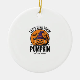 Halloween-Kürbis-lustiger Hexenhut Gruselig Retro_ Keramik Ornament