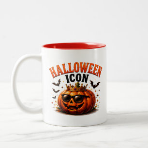 👑 Halloween-Kürbis Lustiger Spruch 🎃 Zweifarbige Tasse