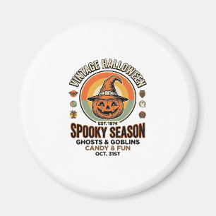 Halloween-Kürbis Lustiger Vintage-Hexenhut_1 Magnet