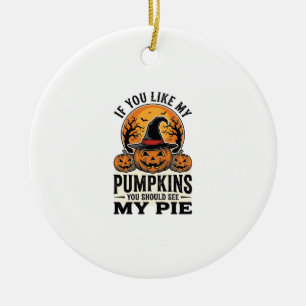 Halloween-Kürbis Lustiges Vintage-Pie-Zitat_1 Keramik Ornament