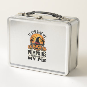 Halloween-Kürbis Lustiges Vintage-Pie-Zitat_1 Metall Brotdose