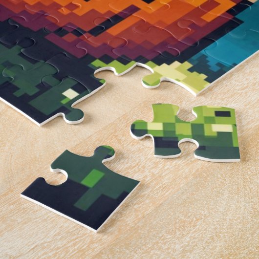 Halloween-Kürbis mit 8 bit unter dem Mond Puzzle (Seite)