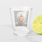Halloween-Kürbis mit 8 bit unter dem Mond Schnapsglas (Rückseite)