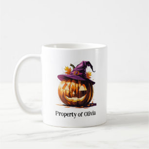 Halloween-Kürbis mit einem Hexenhut Kaffeetasse