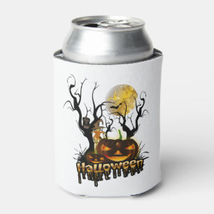 Halloween-Kürbis mit Eule Dosenkühler
