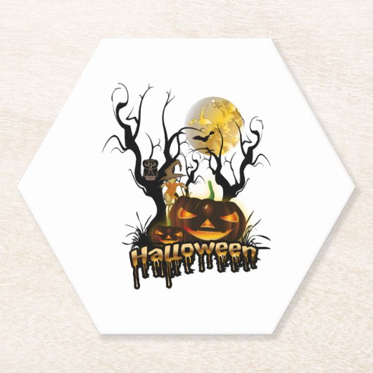 Halloween-Kürbis mit Eule Untersetzer (Vorderseite)