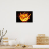 Halloween Kürbis mit Feuer Poster (Küche)