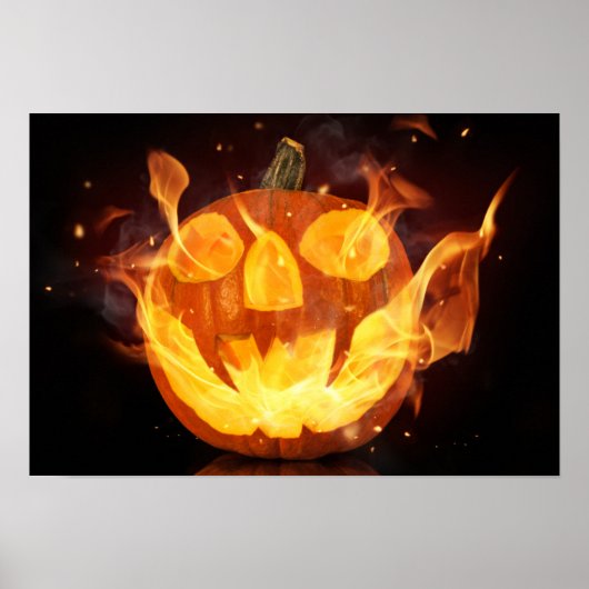 Halloween Kürbis mit Feuer Poster (Vorne)