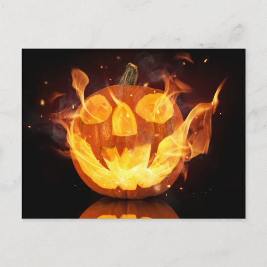 Halloween Kürbis mit Feuer Postkarte (Vorderseite)