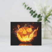 Halloween Kürbis mit Feuer Postkarte (Stehend Vorderseite)