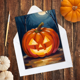 Halloween-Kürbis mit Fratze Feiertagskarte
