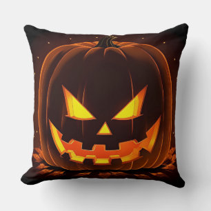 Halloween-Kürbis mit gruseliger Fratze Kissen