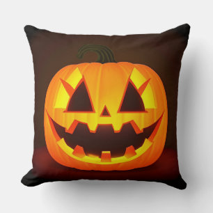 Halloween-Kürbis mit gruseliger Fratze Kissen