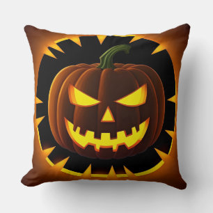 Halloween-Kürbis mit gruseliger Fratze Kissen