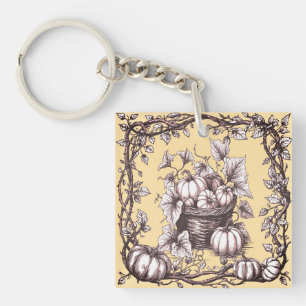 Halloween-Kürbis mit Herbstblättern Schlüsselanhänger