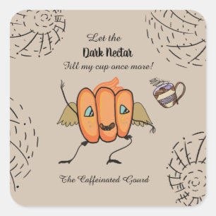 Halloween-Kürbis mit lustigen Zitaten Quadratischer Aufkleber