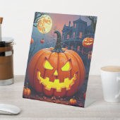 Halloween-Kürbis mit Spinnennetzen Sockelschild (In SItu)