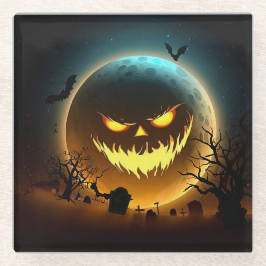 Halloween/Kürbis/Mond/Fall Glasuntersetzer (Vorderseite)