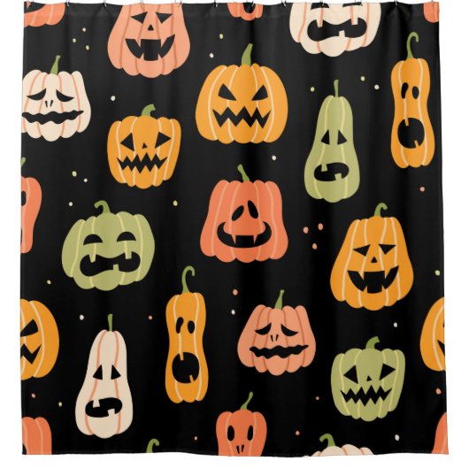Halloween Kürbis nahtloses Muster. Handzeichen Duschvorhang (Vorderseite)