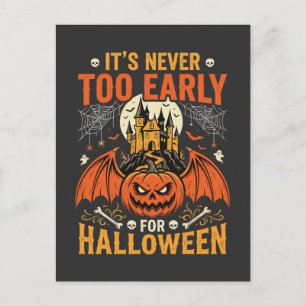 Halloween-Kürbis Nie Zu Früh Burg Grafik_1 Postkarte