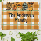 Halloween-Kürbis niedlicher Gingham Geschirrtuch (Gefaltet)