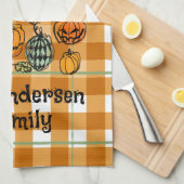 Halloween-Kürbis niedlicher Gingham Geschirrtuch (Viertel Falte)