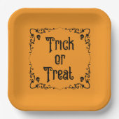 Halloween-Kürbis Orange und Schwarz Süßes oder Sau Pappteller (Vorderseite)
