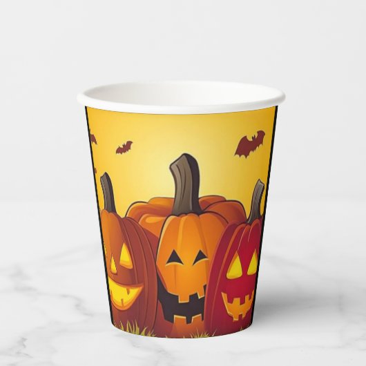 Halloween-Kürbis Pappbecher (Vorderseite)