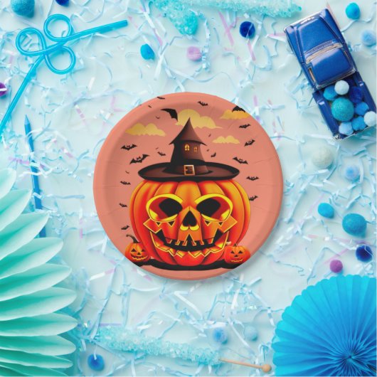 Halloween-Kürbis Pappteller (Party)