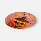 Halloween-Kürbis Pappteller (Schrägansicht)