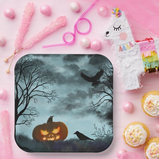 Halloween-Kürbis Pappteller (Party)