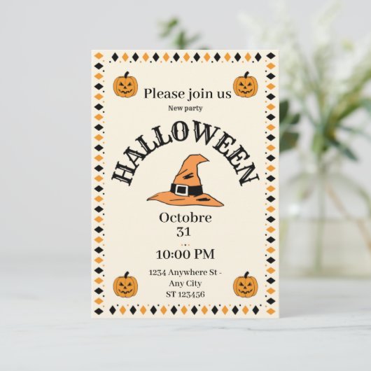 Halloween-Kürbis-Party Einladung (Stehend Vorderseite)