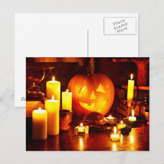 Halloween-Kürbis Postkarte (Vorne/Hinten)