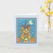 HALLOWEEN-KÜRBIS-PUDEL-ANMERKUNGS-GRUSS-KARTE Vers Karte (Gelbe Blume)