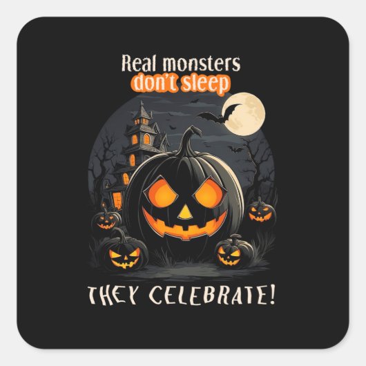 Halloween-Kürbis Quadratischer Aufkleber (Vorderseite)