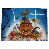 Halloween-Kürbis-Raben-Party Große Geschenktüte (Rückseite)